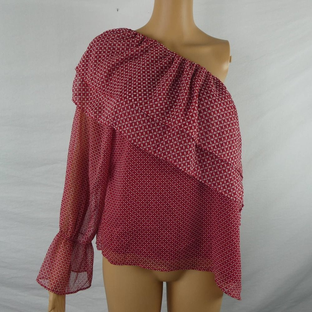 Lucky Brand Red One-Shoulder Blouse